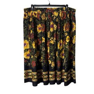 Vintage Midi Skirt Size 18W Dark Floral Fairy Grunge Goth Whimsigoth Cottagecore